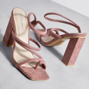 Boohoo Blush Strappy Block Heels